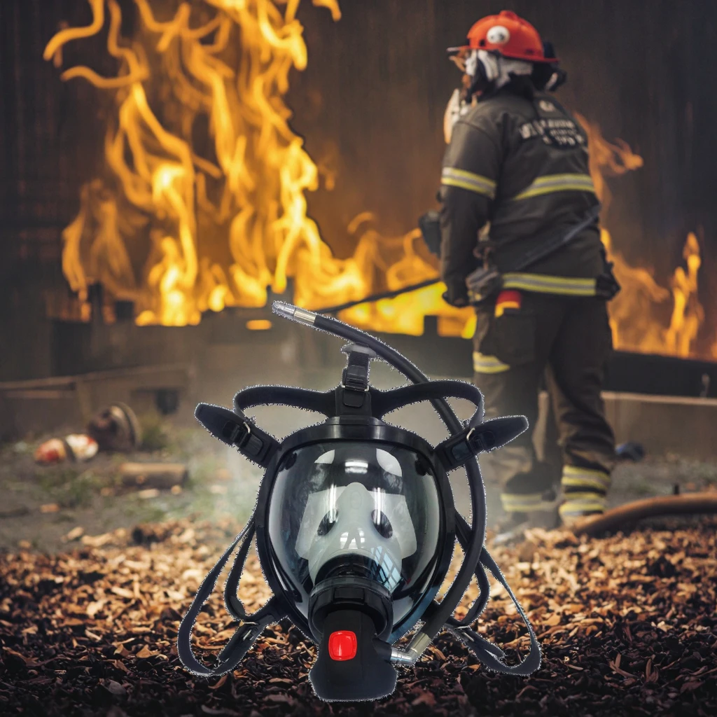 SCBA Mask PPE Breathing Large Visual Field Low Weight Gas Mask Rescue for Firemen Chemical Industry Scientific Treatment