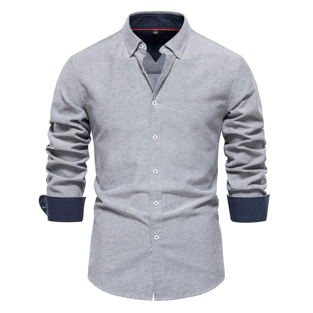 Autumn Men's New Slim Fit Shirt Casual Versatile Fashion Solid Color Long Sleeved Button Down Collar Dress Shirt| Alibaba.com Autumn Men's New Slim Fit Shirt Casual Versatile Fashion Solid Color Long Sleeved Button Down Collar Dress Shirt| Alibaba.com