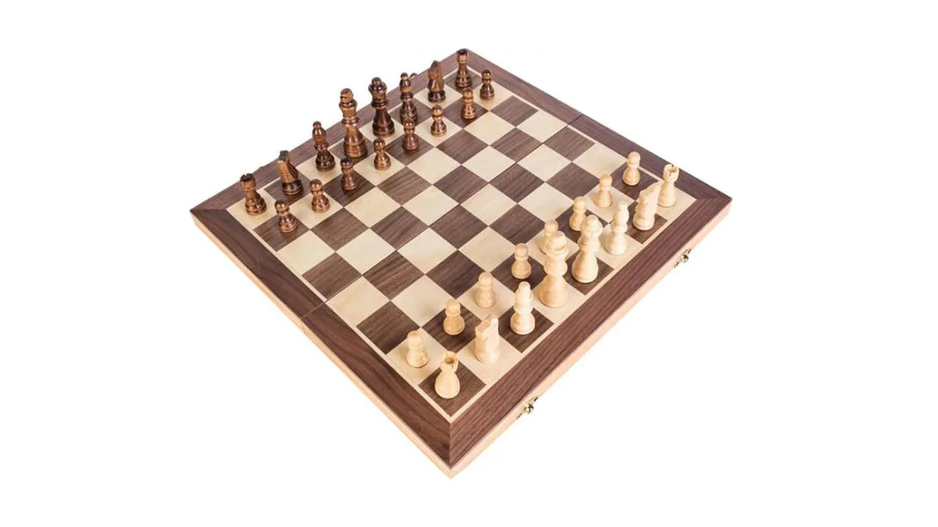 Schach mit Figuren, Nr. 135 aus Holz, Schachspiel 49x49x2,5 cm