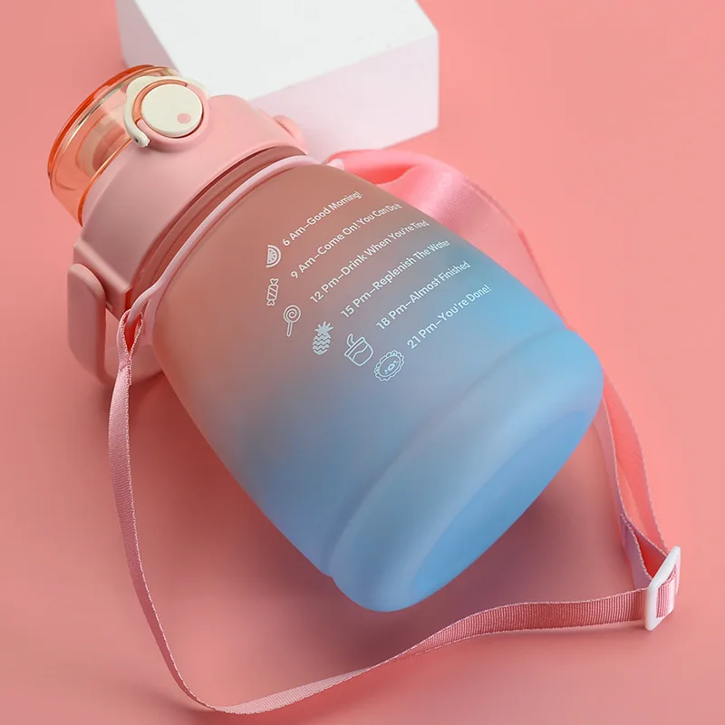 Multicolour Large Capacity 1300ml Plastic Gym  Kids School Drinking Carry Water Bottle with Strap and Phone Holder