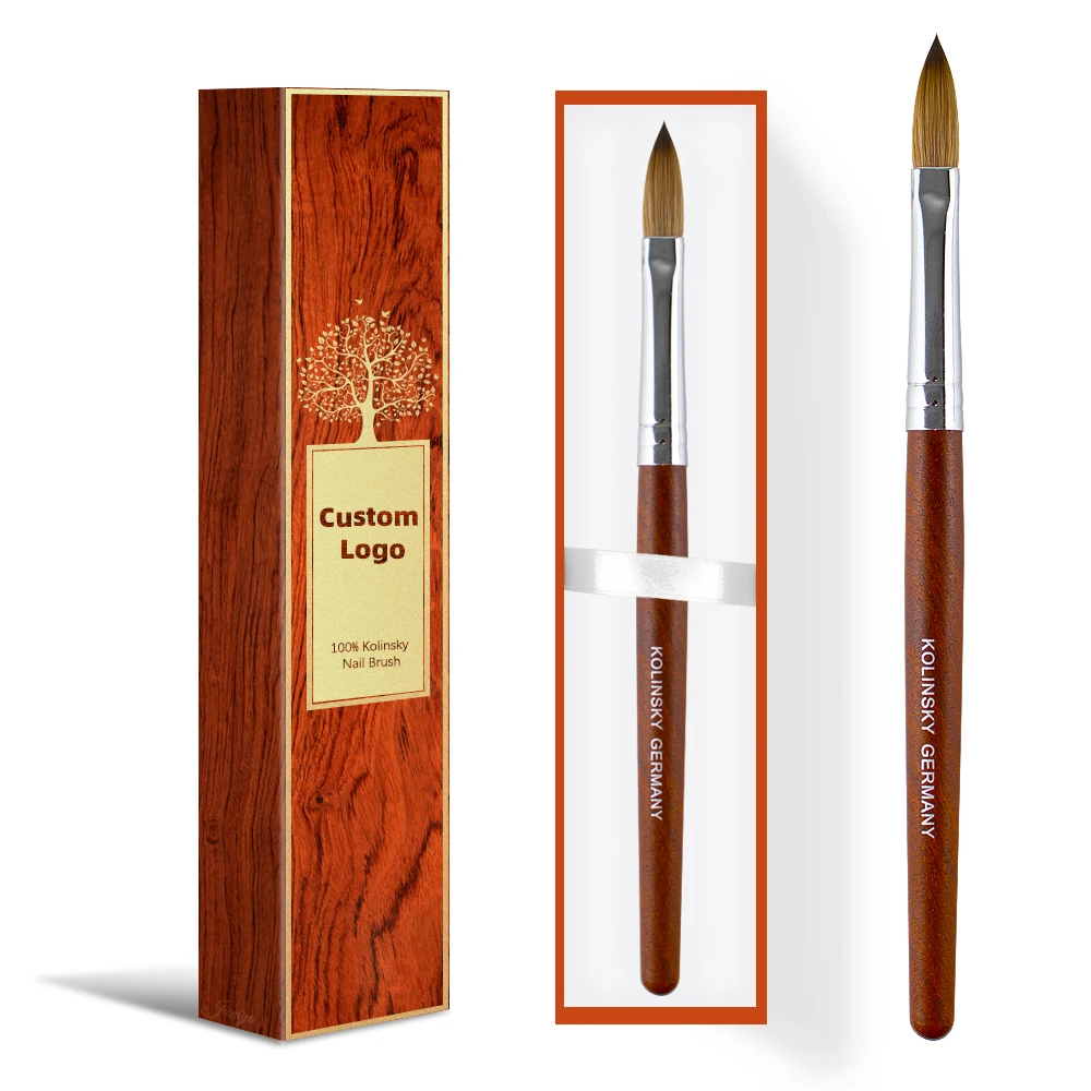 Jieniya Wholesale Round Head Nail Acrylic Brush Pinceles Pure Sable Kolinsky Nail Art Brushes