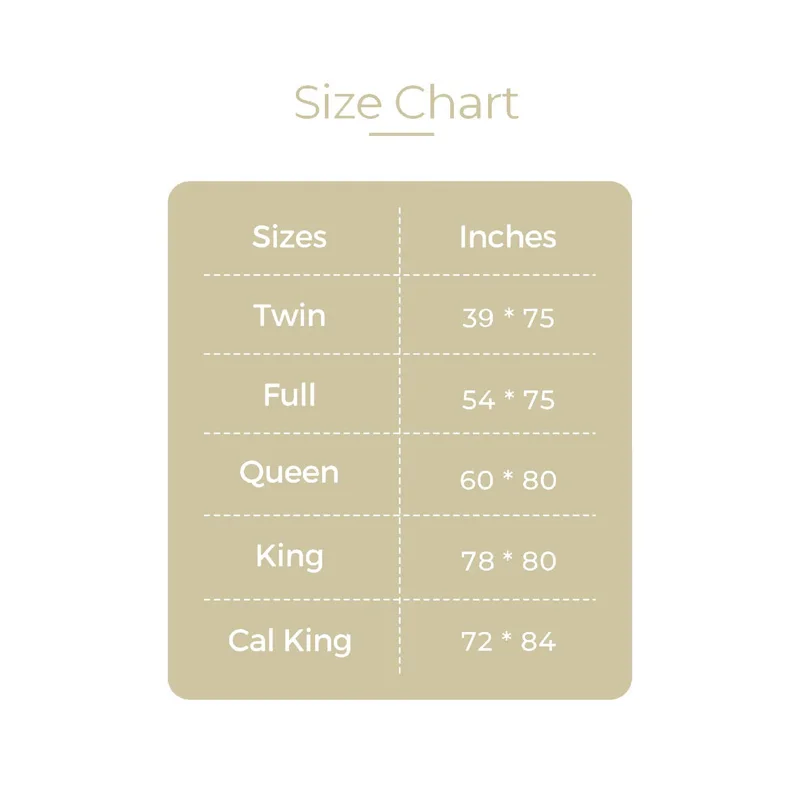 Memory foam mattress topper dimensions and size specification diagram
