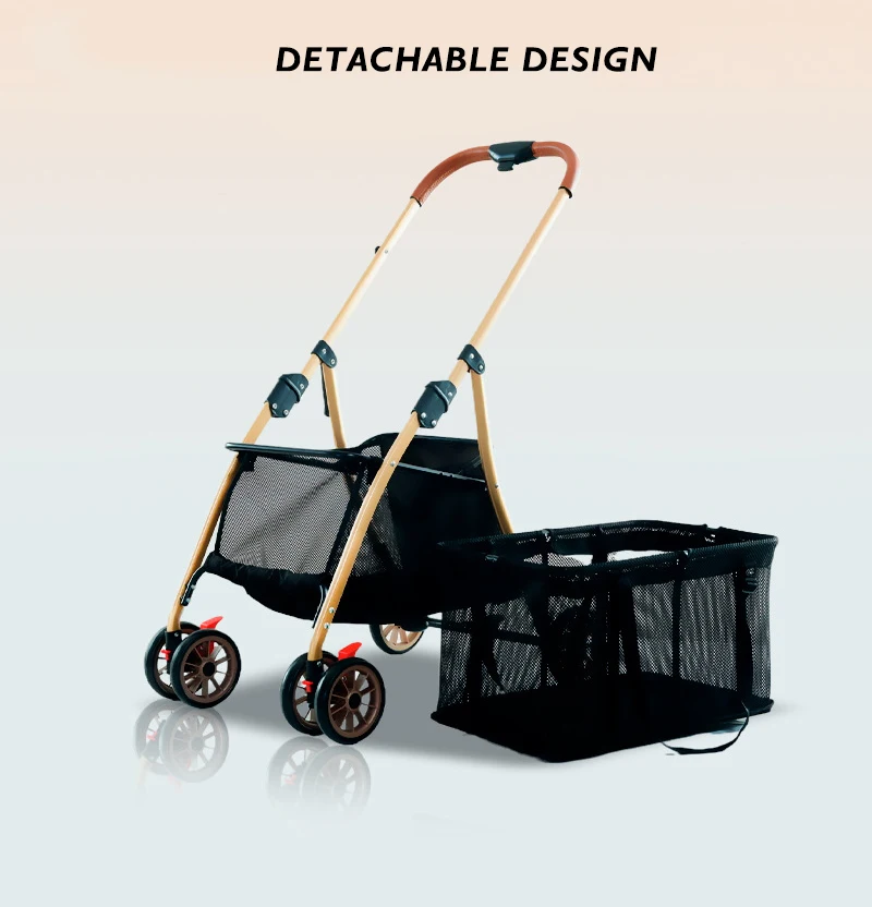 New Portable Pet Stroller for Large Dogs Double Layer Pet Shopping Cart with Removable Wheels for Outdoor Use and Shopping2