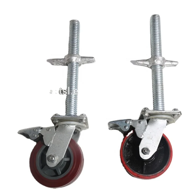 12 Inch Heavy Duty Pu Mobile Ringlock Scaffolding Caster Wheel With Brake Scaffold 12'' Caster Wheel