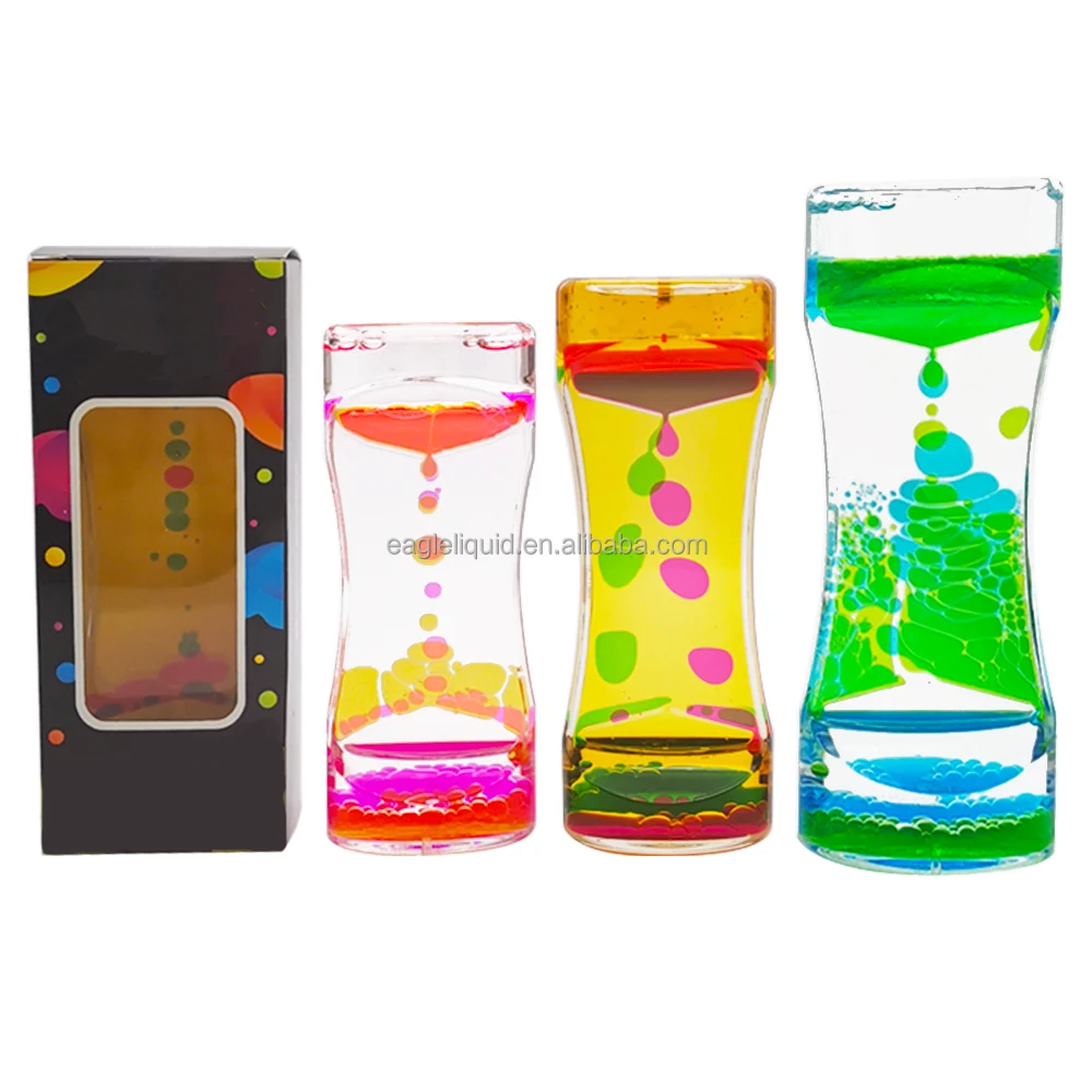 Schreibtisch Liquid Motion Spiral Toy Bubble Wasser Sand Kunststoff Gel  Sanduhr Liquid Timer für sensorisches Spiel