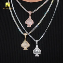 Lucky Charm Fortune Health Spade Pendant Ready Stock Baguette Moissanite Pendant Hip Hop iced out Pendant Birthday Gift