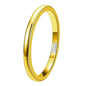 Coolstyle Jewelry Wholesale Dropshipping 2mm Domed Gold Plated  Engagement Wedding Band Tungsten Carbide Ring for Women
