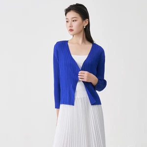Factory Quality Fast Delivery Women's Elegant Top Design Casual Long Sleeve Solid Color Cardigan T-shirt