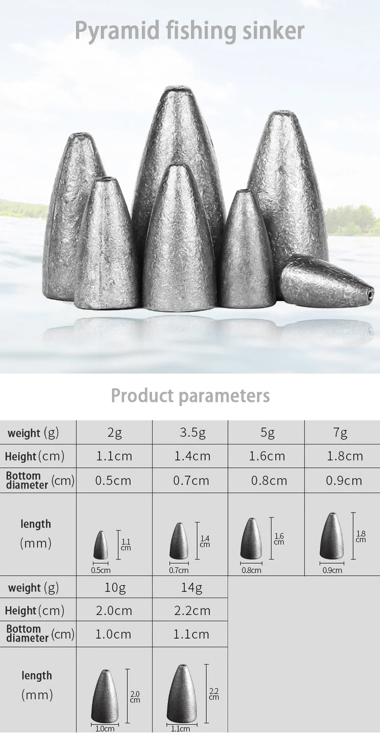 Pyramid Sinkers Oem Custom 2g 3.5g 5g 7g 10g 14g Bullet Moulds Slide