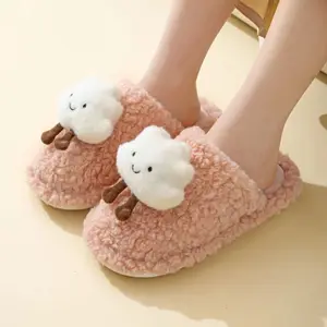 Women's Beautiful Rabbit Hair Flip-Flops for Slippers Light Weight Cushioned Spring Fashion Trend Slip-Resistant Design