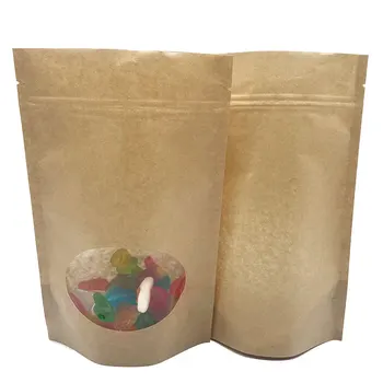 Eco-Friendly Custom Printed Paper Kraft With Clear window Aluminum Foil Inside  Bags For Cookie Package