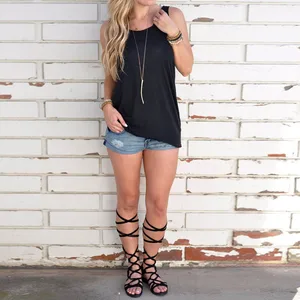 Clothing Manufacturer Wholesale Women's Clothing Summer Sexy Back Cross Strap Sleeveless tank Top Women's T-shirt Women's Blouse