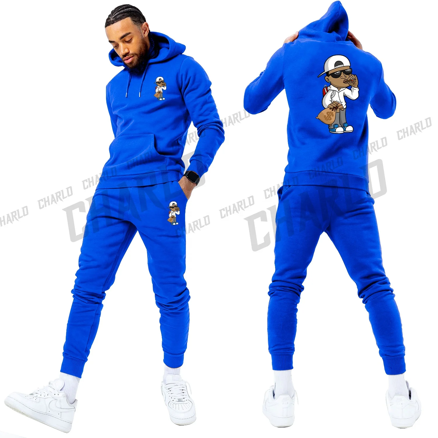 Custom Logo Streetwear Wool Tracksuit Hooded Track Suit Vendors Jogger