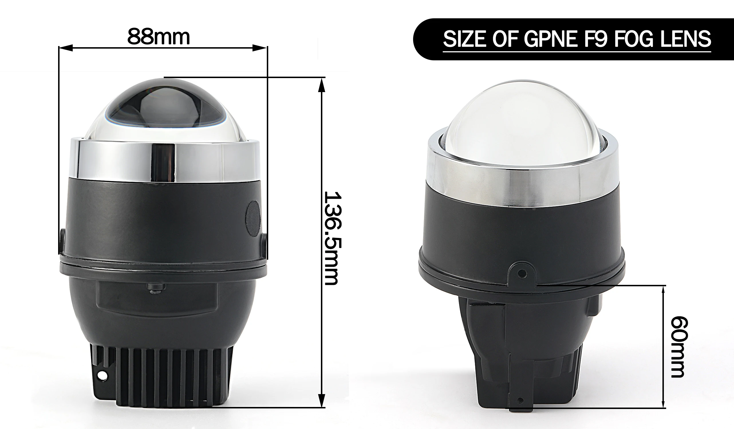 Universal Tri-color Foglamp Projector Lens  3000K/4300K/6000K  3 Inch Led Fog Lights for Cars