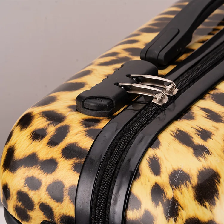 Leopard Print ABS PC Trolley Spinner Baggage Luggage Suitcase for
