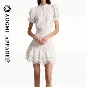 Women's Casual Eco-Friendly Chiffon Mini Dress with O-Neck Short Sleeves Pencil Silhouette 3D Printed Design Regular Fit