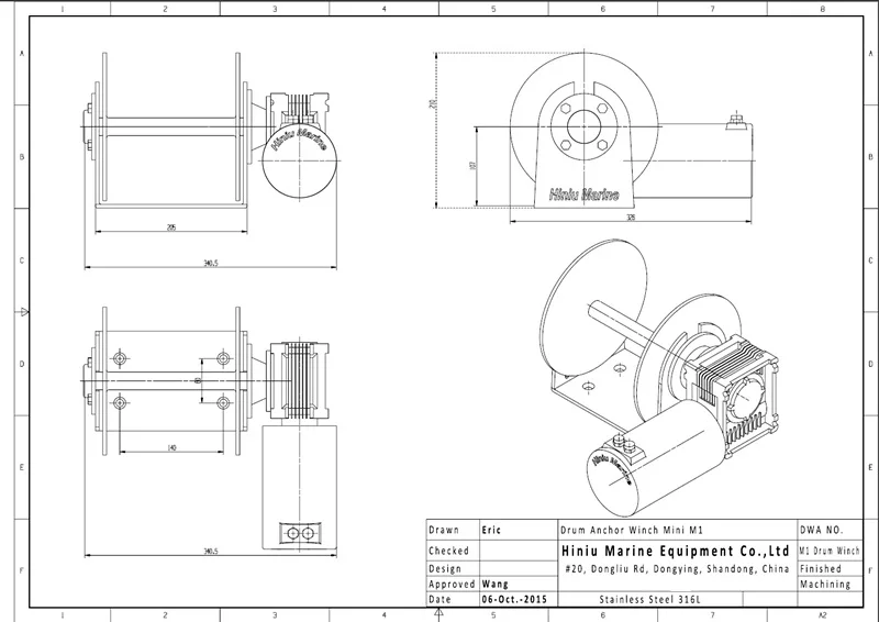12 В 700 Вт 316 барабанная Якорная Лебедка из нержавеющей стали морская рыболовная лодка яхта