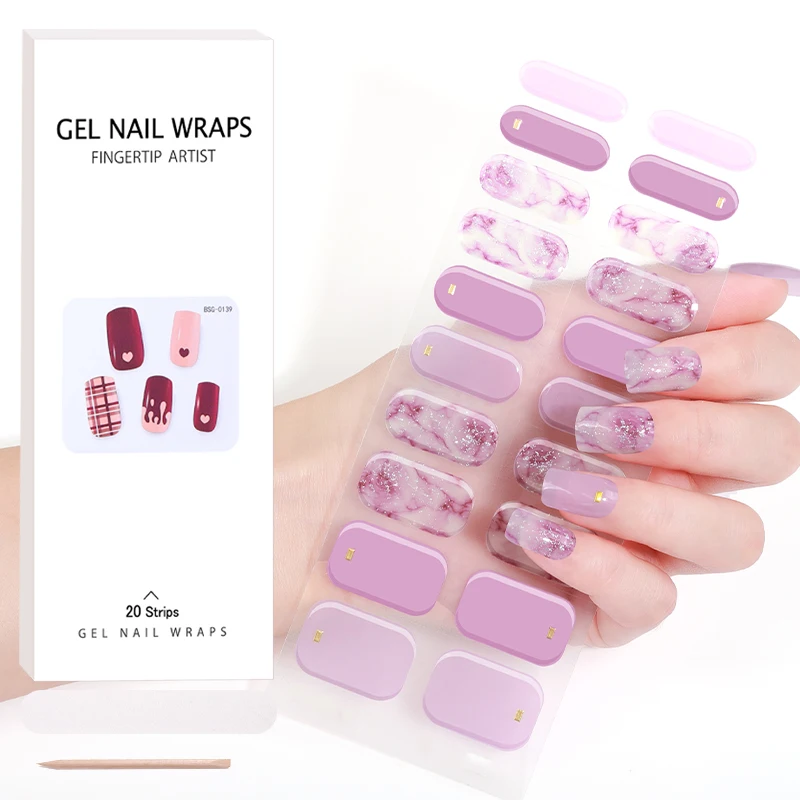 Semi Cured Uv Gel Nail Stickers 20pcs Real Gel Nail Polish Adhesive ...