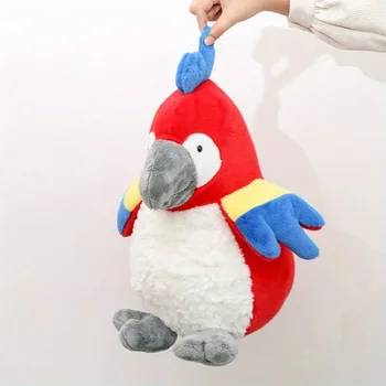 Customizable ODM Design Eco-Friendly PP Cotton Super Soft Plush Parrot Doll Toy New Embroidery Logo Low MOQ Packaged OPP Bag