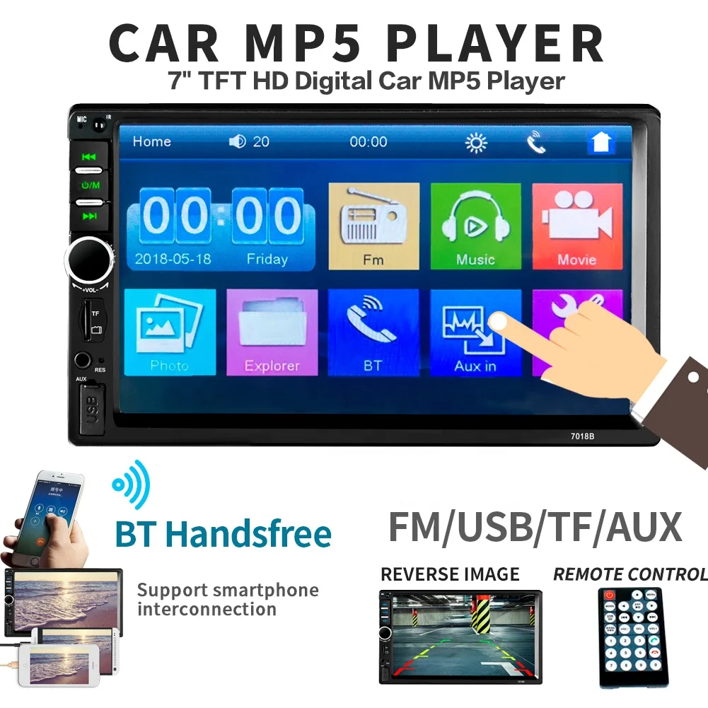 7018B 7 Inch Cheap Manual Media Music Touch Screen Multimedia Radio Mp5  Car Video Player