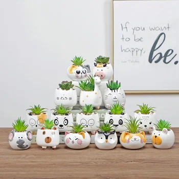 Wholesale Drop Shipping 20 shape Cartoon Animal Ceramic Flower pot cute Succulent Cactus Plant Pots Home Decor Garden Planter