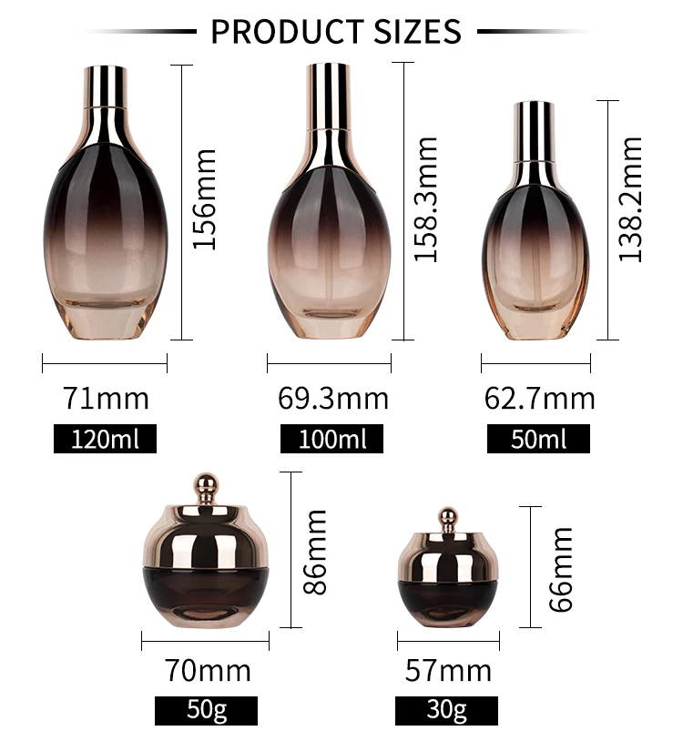 New arrival oval essential oil bottle frosted glass face oil serum packaging spray bottle cream jar glass set details