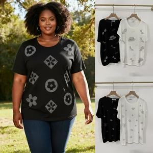 LYG New Design Custom Wholesale Graphic Rhinestone Shirt Oversized T-shirt Women's t Shirt Oversize Oversized t Shirt Custom