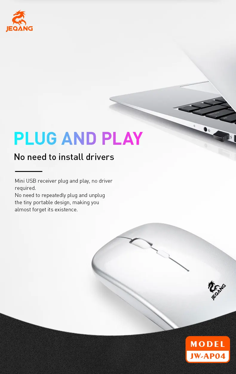 Jeqang Portable  Optical Mouse Mini Gaming Mouse with Battery Power for Laptop/Office Use in Stock