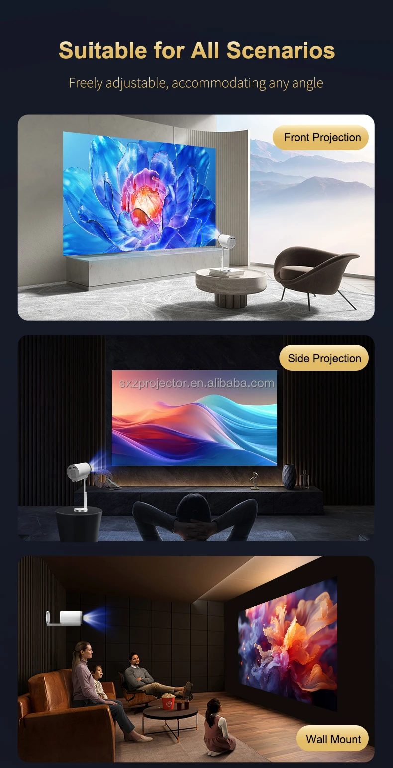 Best Selling Wireless WiFi BT TS7 Portable 4K Support Android 13 Smart Mini Home Theater Short Throw Video Dormitory Projector