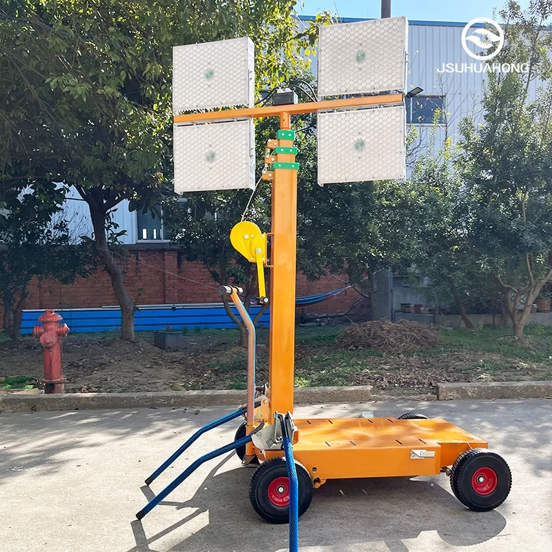 2024 New 4M 5M 6M Manual Lifting Rod Lamp Tower 4000 Watt  LED Light Towers for Outdoor Night Lighting