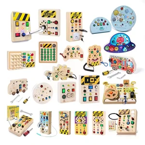 2026 Cpc Ce Montessori Busy Board  LED Light Switch Simulation Car Steering Wheel Sensory Training Wooden Busy Activity Board