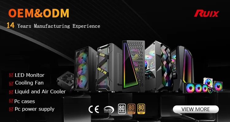 Ruix Two Panel Transparent Tempered Glass 0.7mm SPCC Cool OEM Design Computer Accessories USB3.0 ATX Mid Tower PC Case