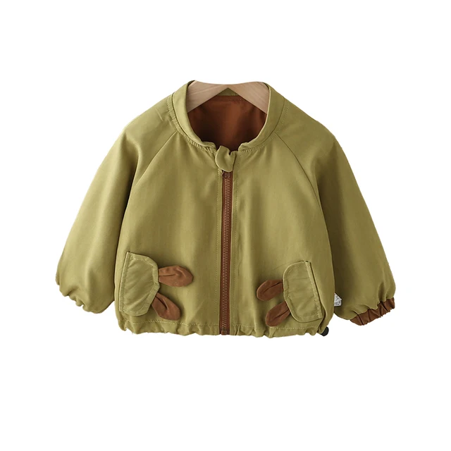 Long Sleeve Cartoon Bunny Jacket for Baby Girls Kids' Spring and Autumn Coat with Casual Design