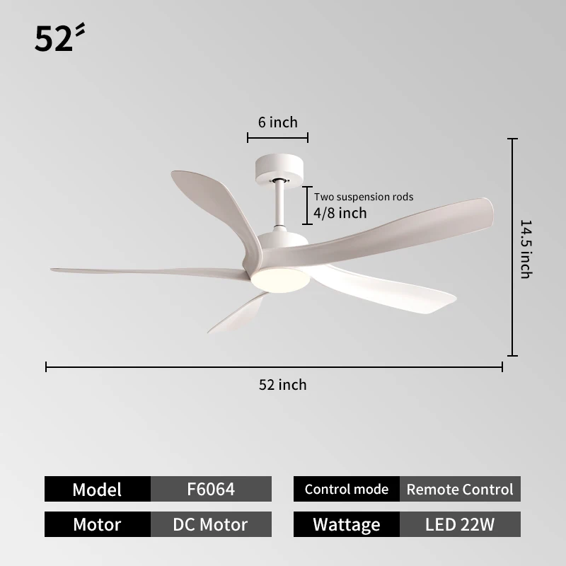 product led ceiling fan with light quiet bedroom 52 inch reversible bldc motor abs blades 6 speeds-4