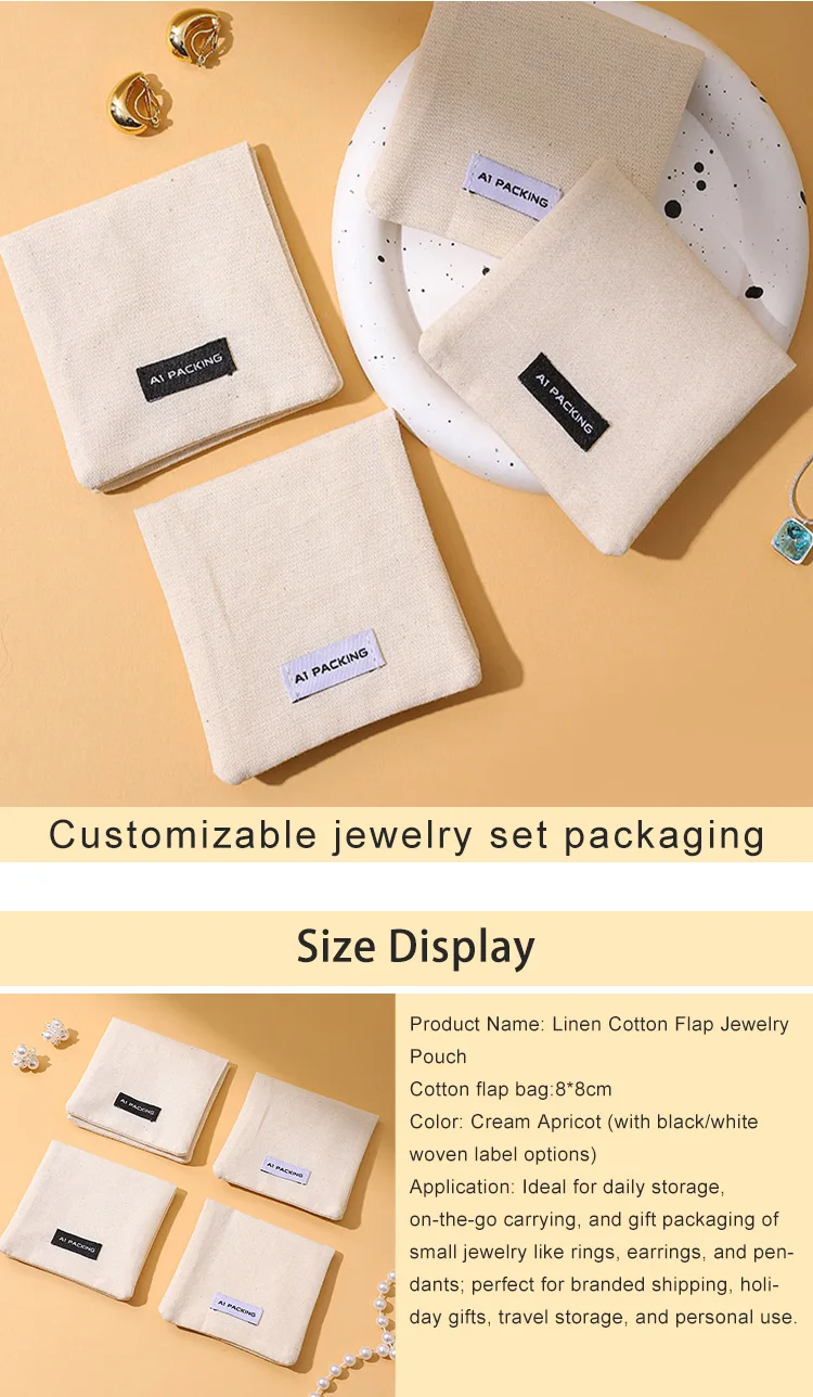 Wholesale A1 Brand Premium Cotton Flap Bag Jewelry Storage Pouches with Custom Logo for Gifting & Packaging manufacture