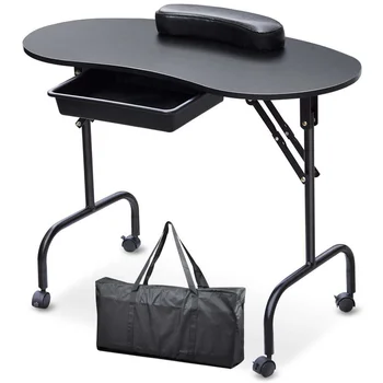 Hot Selling Black/White Wood Nail Desk Table Portable Style Salon Furniture Desk of Nails for Beauty Salon