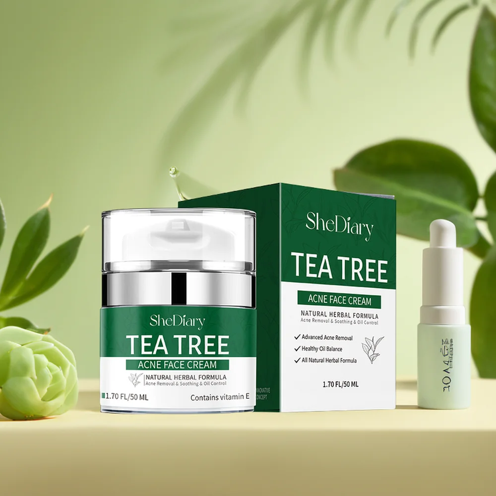 SheDiary-crema antiacné, aceite de árbol de té y ácido salicílico, tratamiento de eliminación de espinillas enriquecido con colágeno para reparación de cicatrices faciales