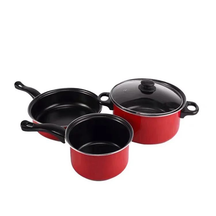 Промоакция, 4 шт. сковорода с наклейкой, экологически чистая антипригарная сковорода из углеродистой стали, кастрюля для соуса, набор кастрюль с покрытием и стеклянной крышкой