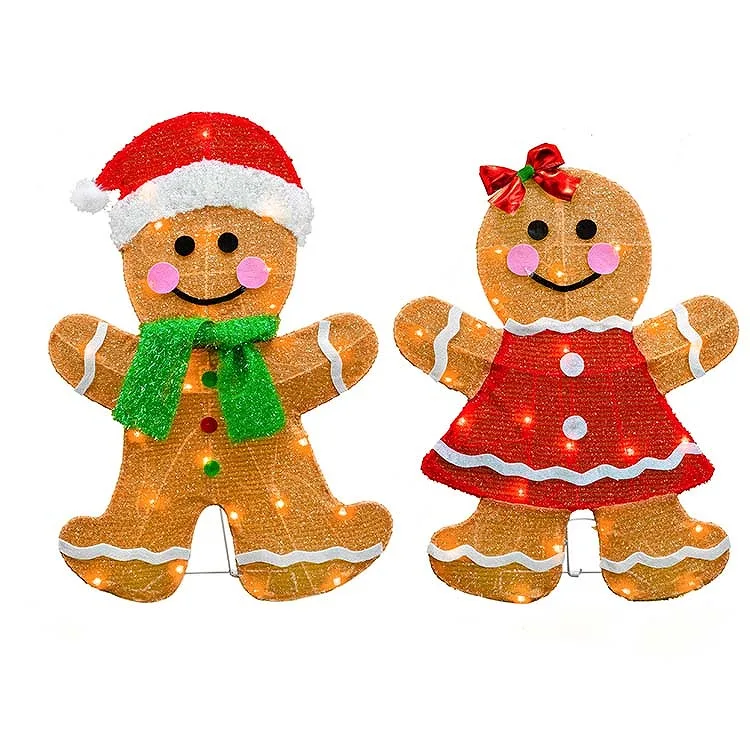 Özel Pastırma Adam LED Noel Motifli Işıklar 2'li Paket 23 inç 50L 2B Kumaş Dekorasyonlar İçin