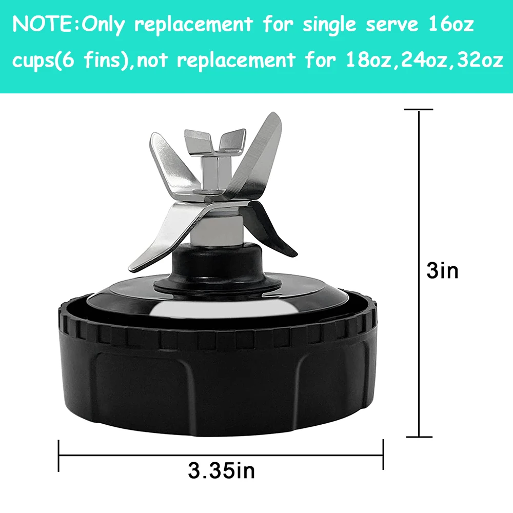6 Fins Blender Extractor Blade Assembly Fits for Ninja 16oz Cup Replacement Compatible with Nurti Ninja BL660 BL663 BL663CO BL665Q BL770 BL770A BL771 BL771C BL772 BL773CO BL780 BL740