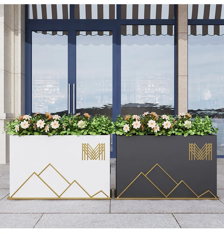 V221Outdoor Iron Planter Box Rectangular Creative Flower Groove Commercial Street Partition Outer Place Flower Pots Planting Box