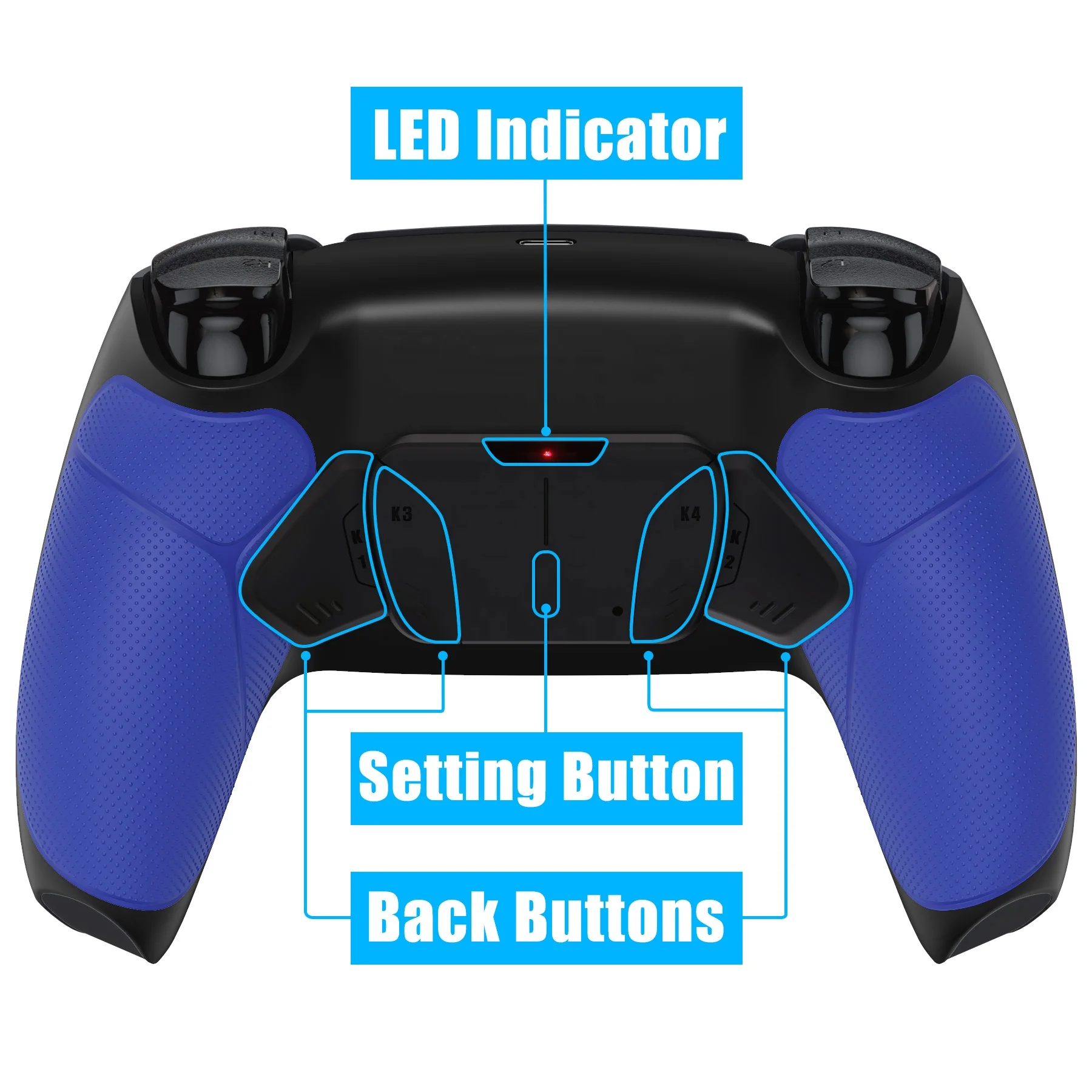 EXtremeRate Rubberized Grip Back Shell Upgrade FPC Remap Board Back Paddle Button Attachment for PS5 Controller