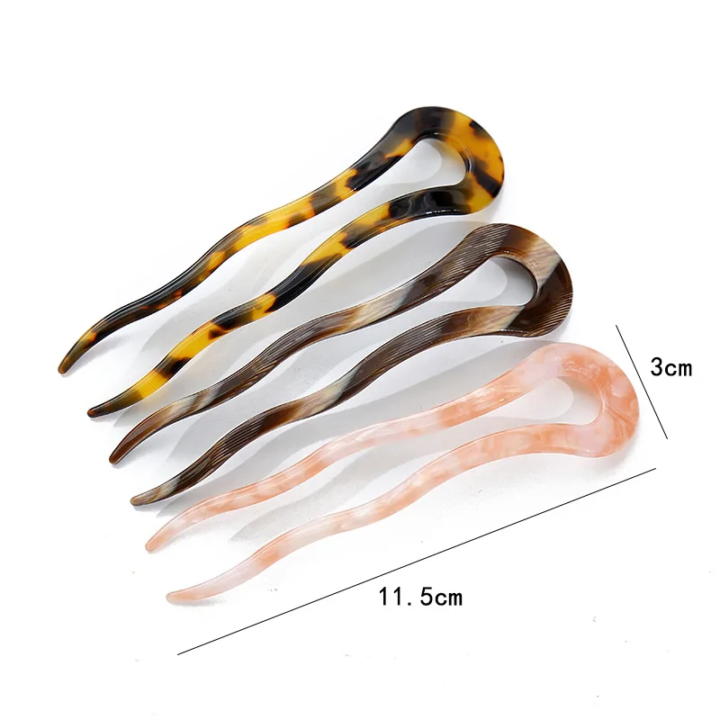 Лидер продаж, мини-заколка для волос из ацетата с леопардовым принтом, винтажные аксессуары для волос, японские U-образные заколки для волос