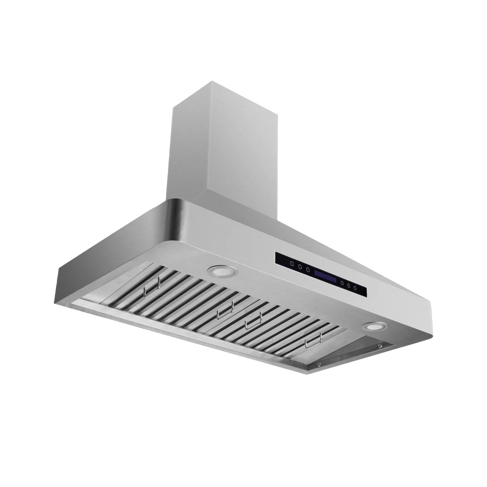 Electric Island Style Wall-Mounted Range Hood in Stainless Steel LED Light Vented Exhaust Function US Plug for Household Use manufacture