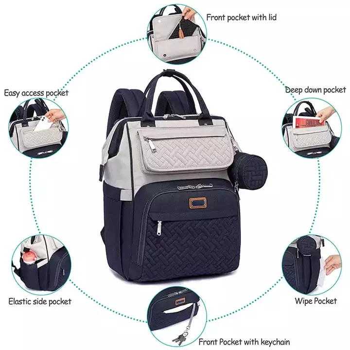 Custom Baby Nappy Changing Bags Waterproof Travel Backpack with Changing Mat Mother Baby Waterproof Diaper Bag Backpack