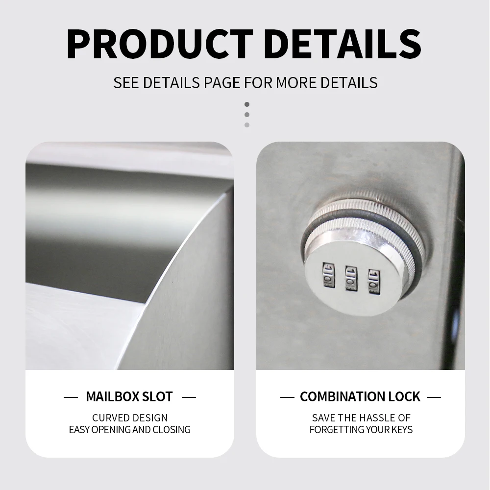 CHNSMILE Custom Outdoor Drop Box Anti-theft Parcel Box Combination Lock Stainless Steel Parcel Delivery Box