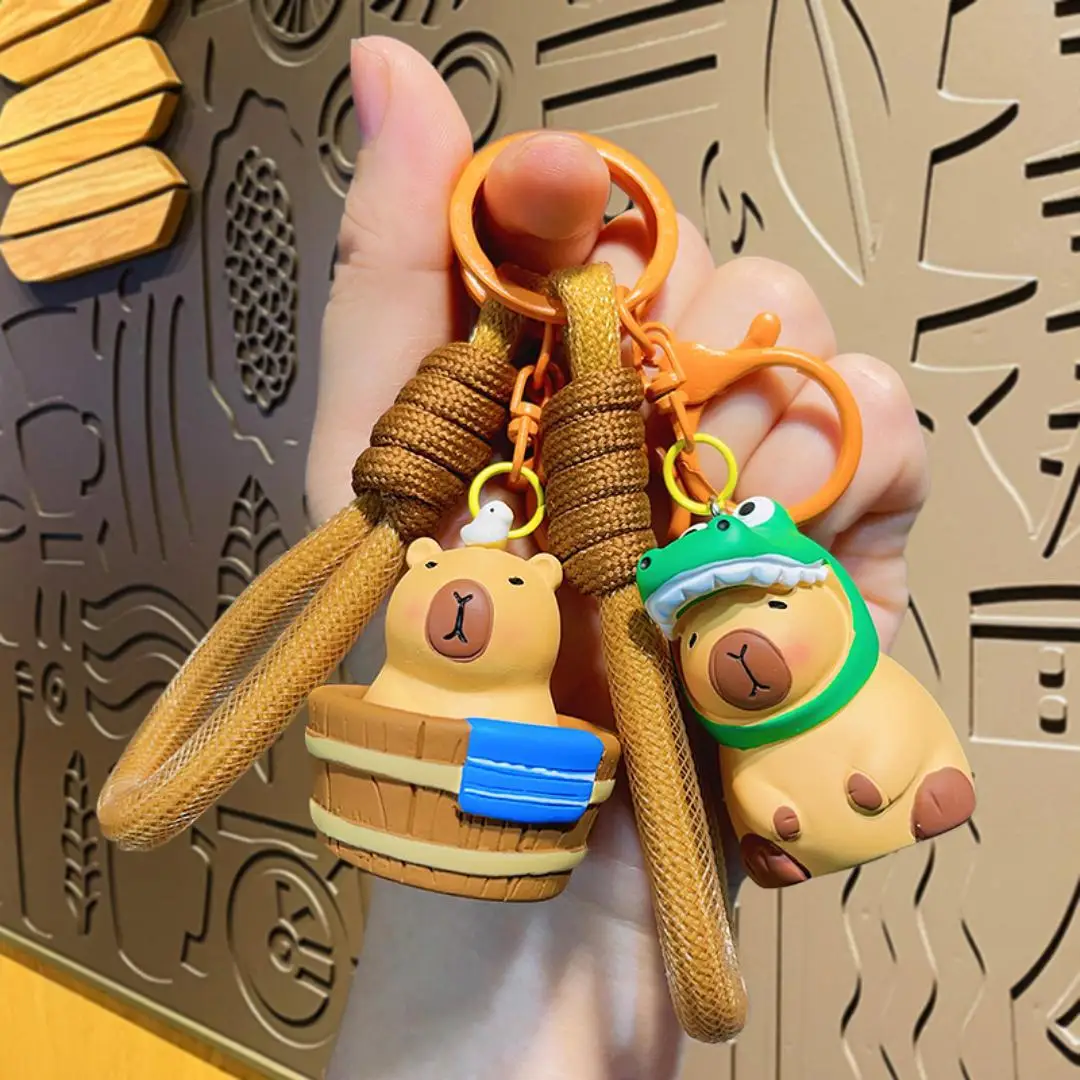 漫画3DPVCカピバラキーホルダーかわいいカピバラおもちゃラバー