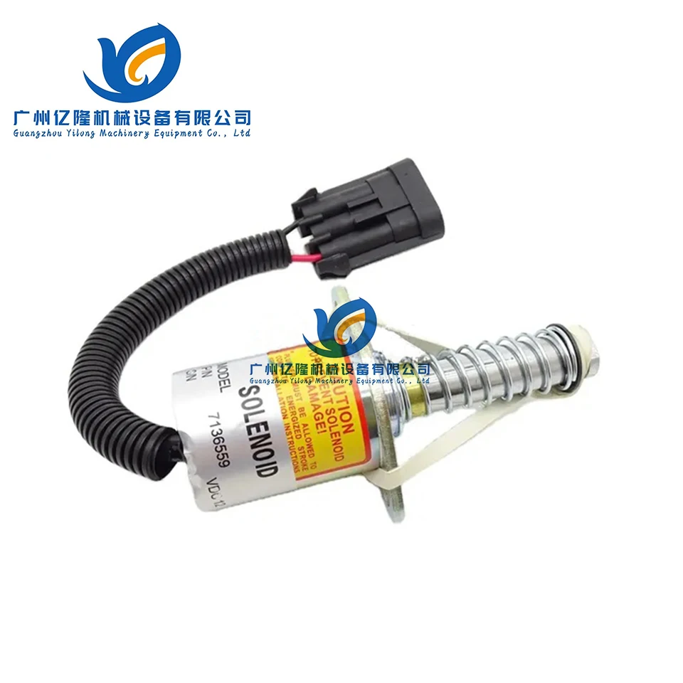 7136559 High Quality Flame Shutdown Solenoid Valve 12V Excavator Engine Parts Factory Direct Sales