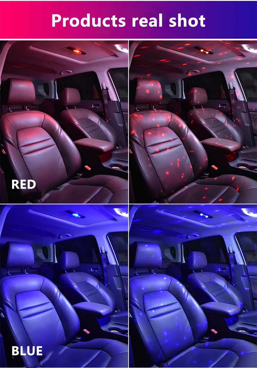 RGB LED Car Atmosphere Lamp USB Wireless Roof Star Light Multiple Modes Automotive Interior Lights Auto Interior Lighting