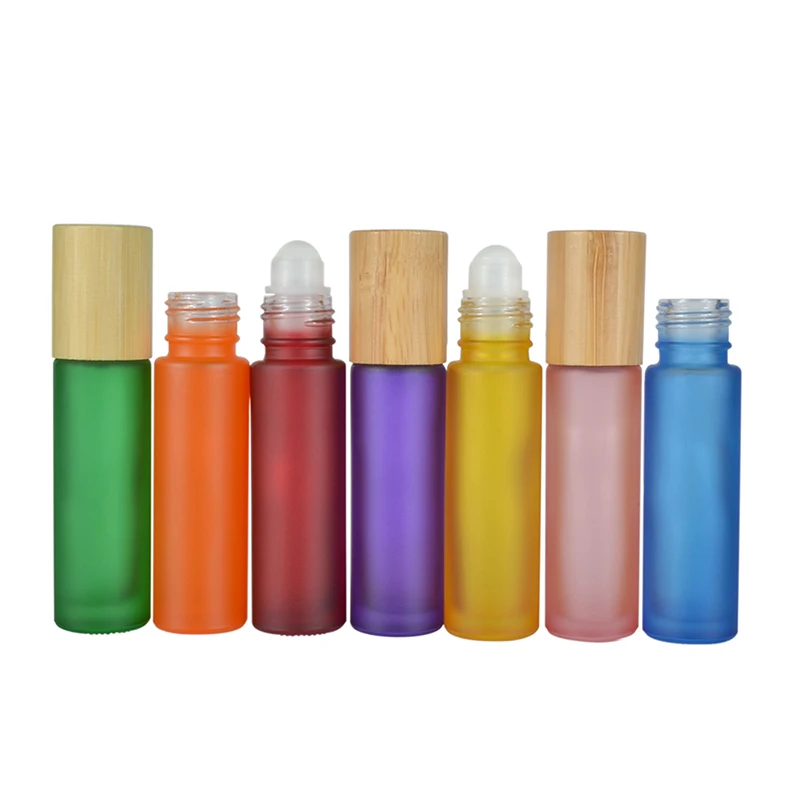 Perfume Essential Oil Clear Roller Bottle 10ml Glass Roll on Bottle with Bamboo Lid and Rollers